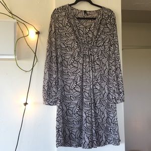 Geometric leaf print empire waist dress, size XL